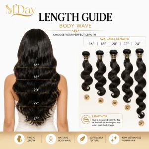 M'DAY Vietnamese Virgin Hair Body Wave Bundle – Double Drawn 100g - Image 4
